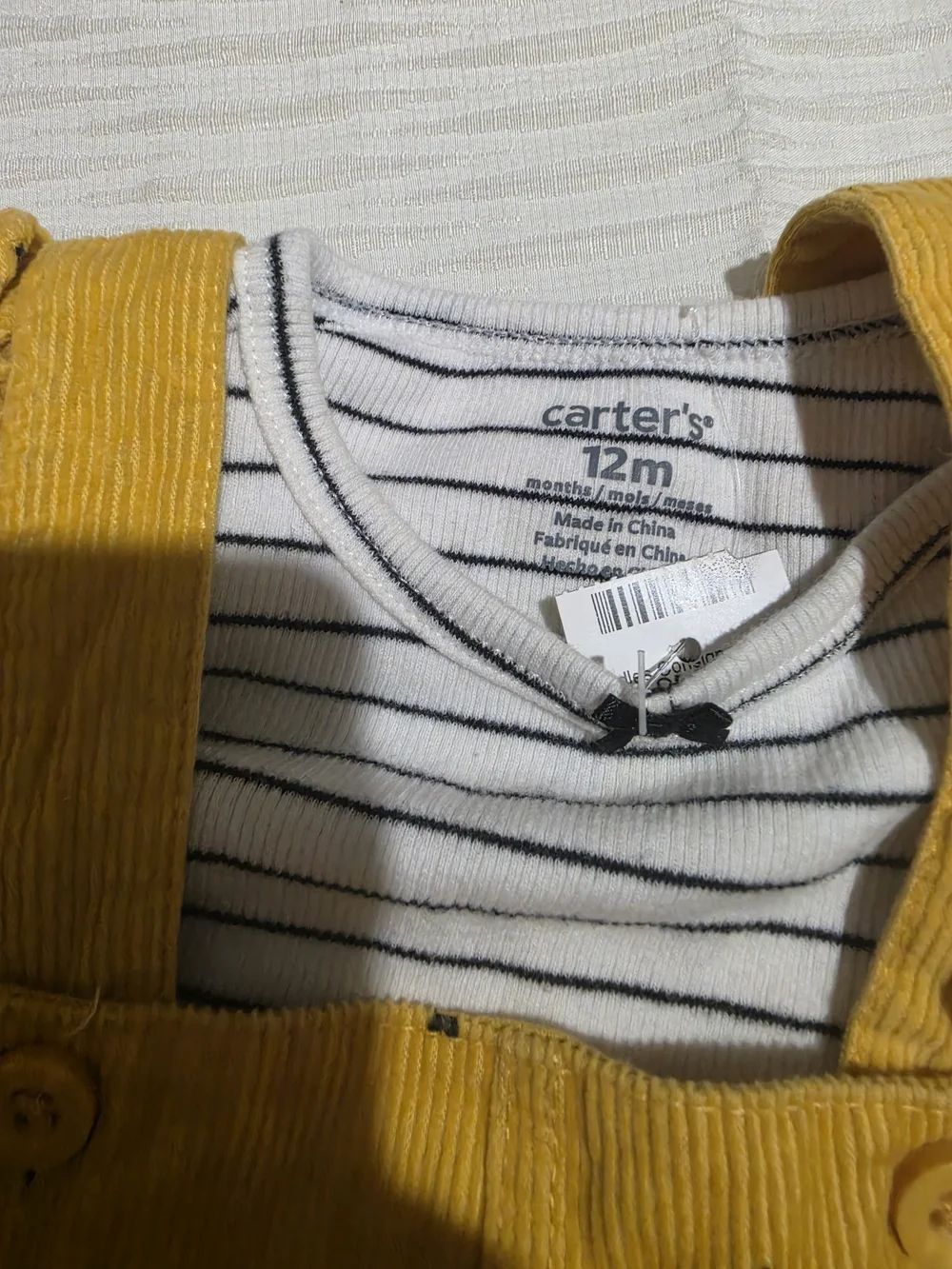 Carter's Yellow Corduroy Pinafore with Striped Top